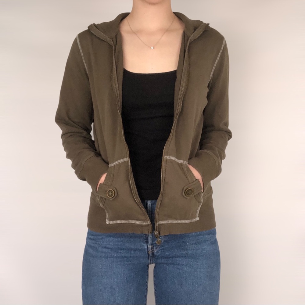 Vintage Oleg Cassini Sport Zip Up Jacket Hood Green‎ Size S